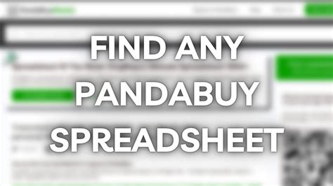 pandabuy website spreadsheet.